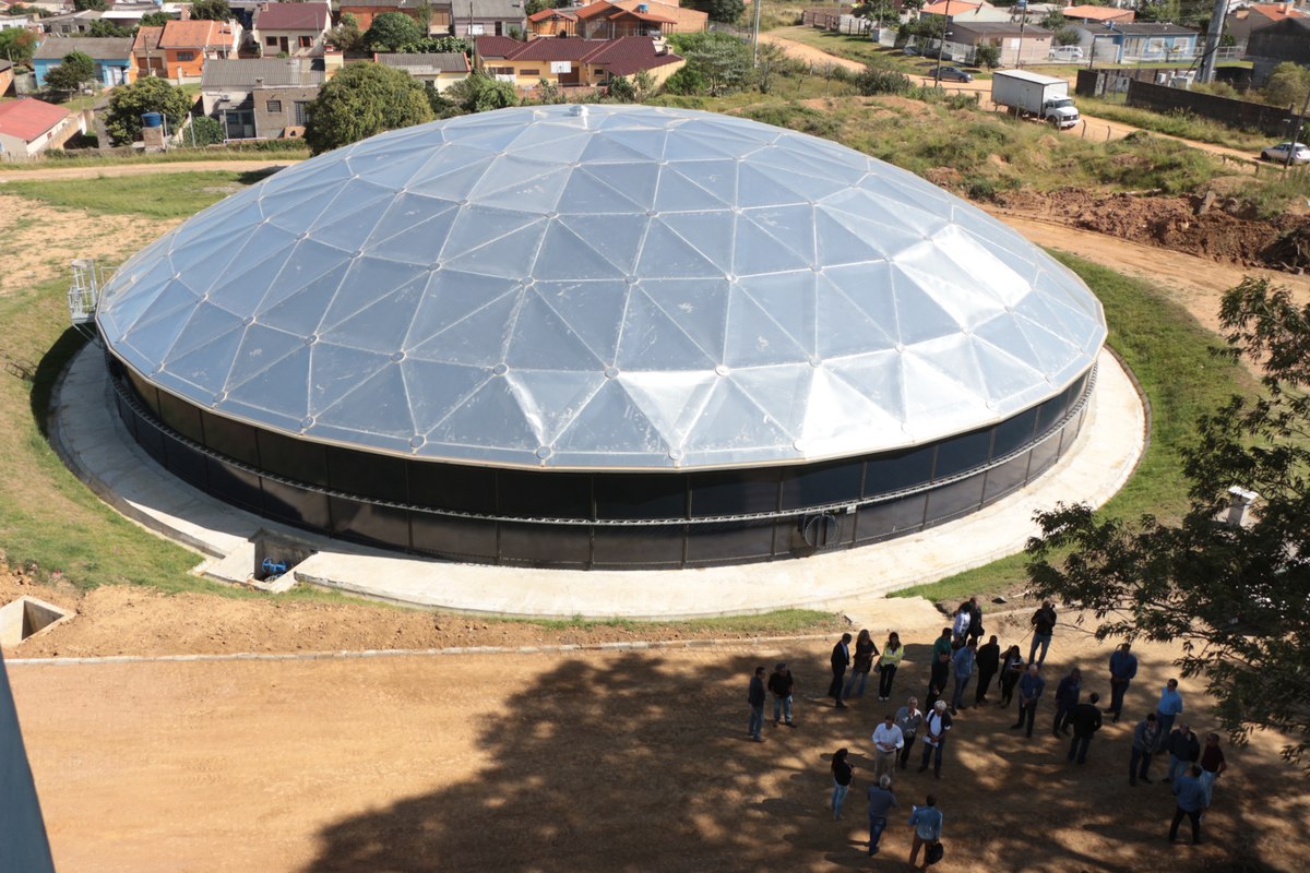 Vista aérea do novo reservatório de água de Bagé