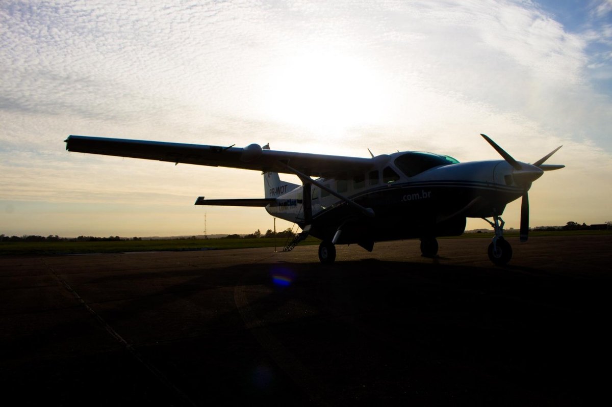 Aeronave que operaria a rota entre Bagé e Porto Alegre, em imagem registrada antes do início dos voos.