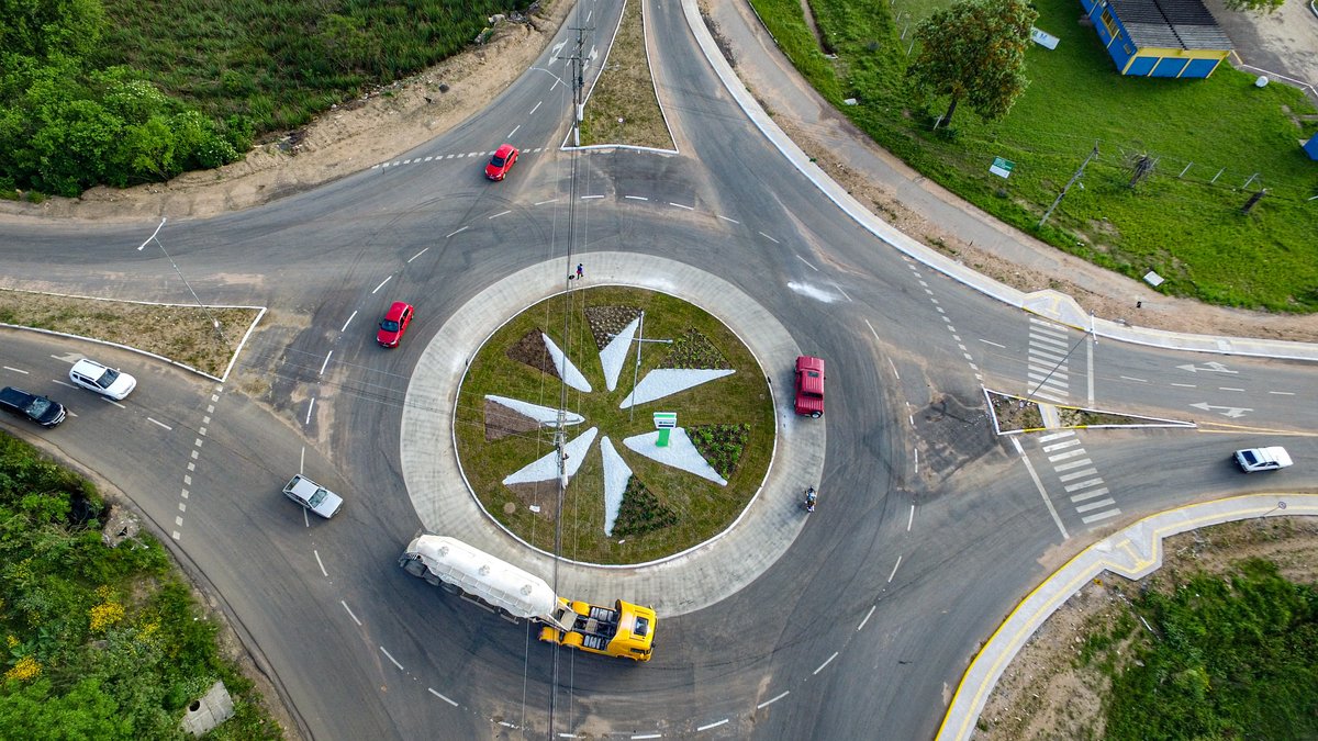 Vista aérea da rotatória do Militão, em Bagé
